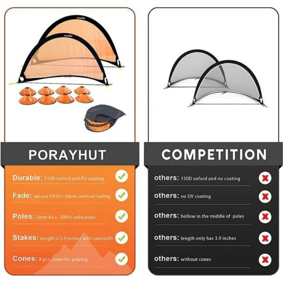 Pop up Soccer Net Soccer Goal for Kid Portable with 8 Field Marker Cones - Picture 4 of 6